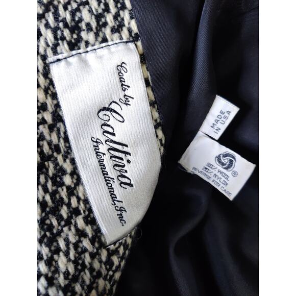 Cattiva International Black & White Wool Blend One Button Coat Jacket - Picture 8 of 9